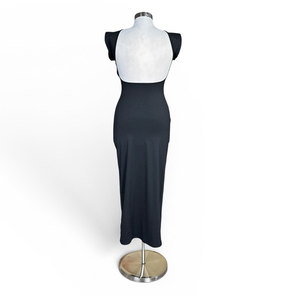 COMMENSE BLACK BACKLESS MIDI DRESS SLEEK BODYCON MINIMALIST SIZE SMALL **NWT** - Picture 7 of 11